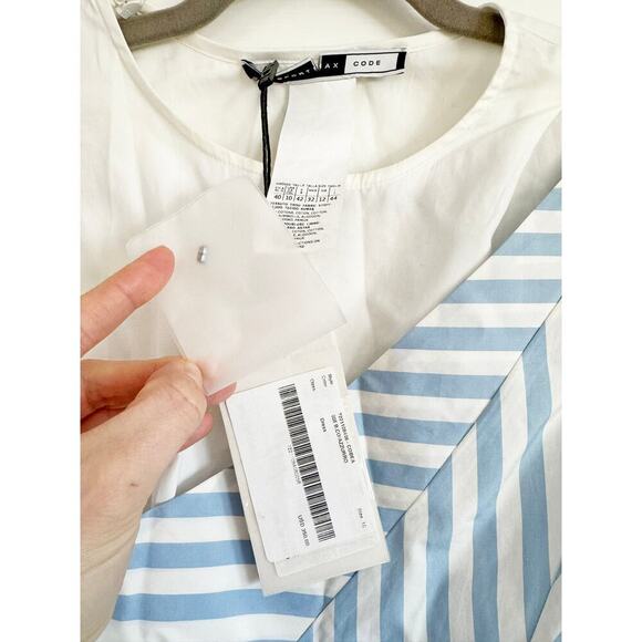 SPORTMAX CODE COBEA BLUE STRIPE POPLIN DRESS - Picture 5 of 7